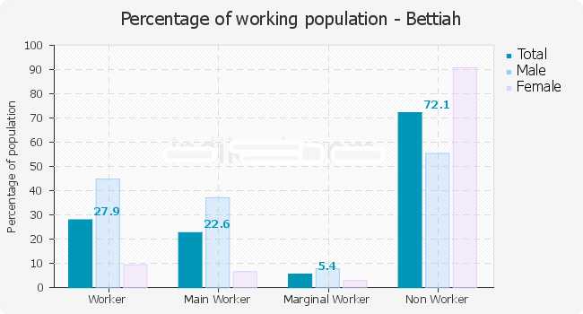 Bettiah Population | Religion, Literacy, Workers, male-female Percentage 2